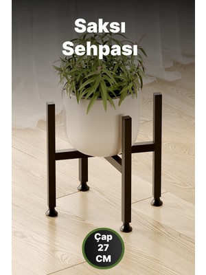 Bino Mini Saksı Sehpası Dekoratif Metal Çiçek Standı Paslanmaz Ayarlı Ayaklı 27 cm Saksılık