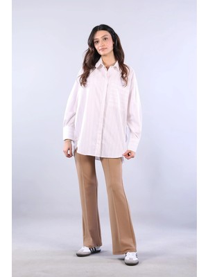 Mckanzie 5512 İnce Kalın Çizgi Tek Cep Gizli Düğme Gömlek