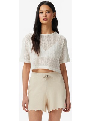 United4 Unıted4 Regular Fit Kadın Bej T-Shirt.ekru