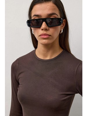 Molene Kahverengi Basic Uzun Kollu Bisiklet Yaka Body