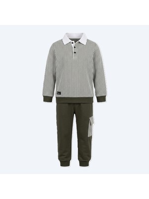 Civelek Kids Erkek Çocuk Yeşil Çizgili Bayramlık Takım 2-5 Yaş Alt Üst 2 Parça