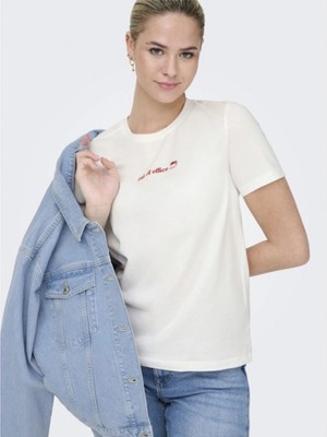 Only 15368653 0 Yaka Kadin Body - Ekru Kirmizi