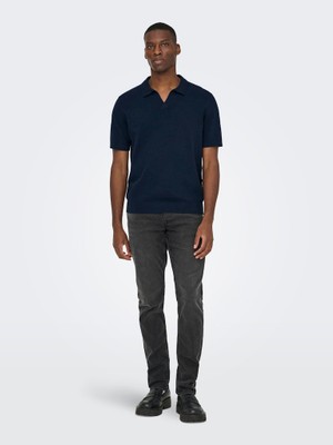 Only & Sons Onsthy Lıfe Reg Ss Resort Knıt Erkek Mavi Kazak - 22036550