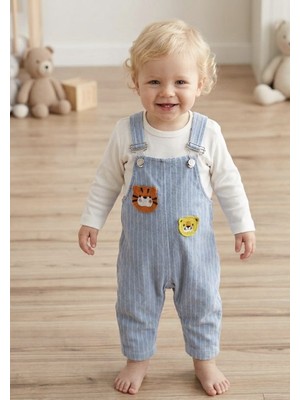 Baby Buu Laura Baby Kaplan Nakışlı Erkek Bebek Çocuk Kot Tulum