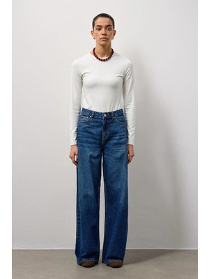 Molene Beyaz Basic Uzun Kollu Bisiklet Yaka Body