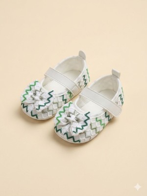 Minissa Baby Kids Kız Bebek Babet -Patik, Dantel Kumaş Cırt Cırtlı Fiyonk Detaylı, Kaydırmaz Tabanlı Ilk Adım Ayakkabı