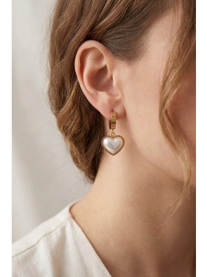 Lykos Çelik Gold Renk Kalp Model Kadın Küpe