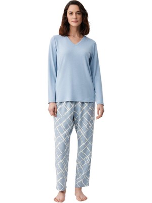 Penye Mood Catherine's Kadın Mavi Pijama Takımı C2819