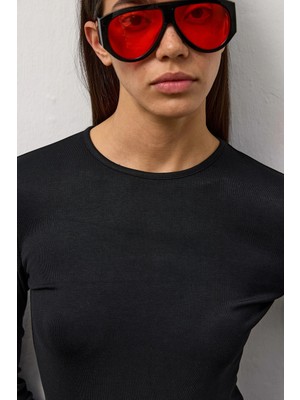 Molene Siyah Basic Uzun Kollu Bisiklet Yaka Body