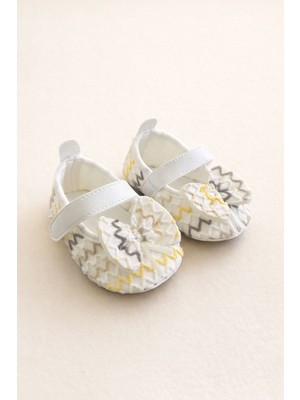 Minissa Baby Kids Kız Bebek Babet -Patik, Dantel Kumaş Cırt Cırtlı Fiyonk Detaylı, Kaydırmaz Tabanlı Ilk Adım Ayakkabı