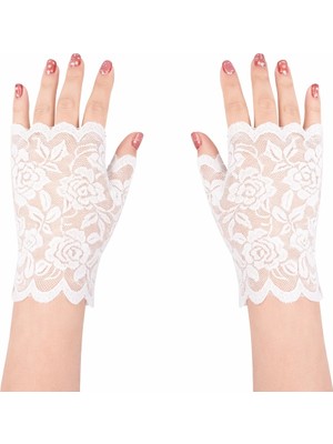İlk El Grup Ieg™ Beyaz Dantel Parmaksız Kısa Eldiven