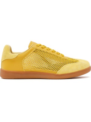 Derimod Kadın Sarı Bağcıklı Fileli Süet Deri Sneaker 26PFD431710
