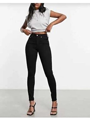 St.Poll Siyah Skinny Likralı Yüksek Bel Ekstra Esnek Kot Pantolon-S Jeans