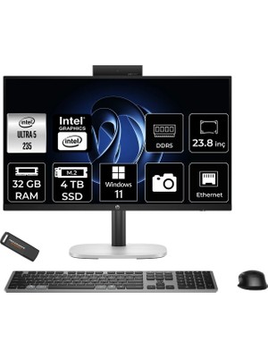 Hp Prostudio 4 G1I Intel Core Ultra 5 235T 32GB 4tb SSD 23.8" Fhd W11H Touch All In One Bilgisayar & Per4 USB Bellek BY7E9ETPN360