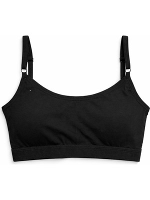 3'lü Set Pamuklu Basic Bralet | Çıkarılabilir Pedli, Ayarlanabilir Ip Askılı - Siyah + Beyaz + Gri