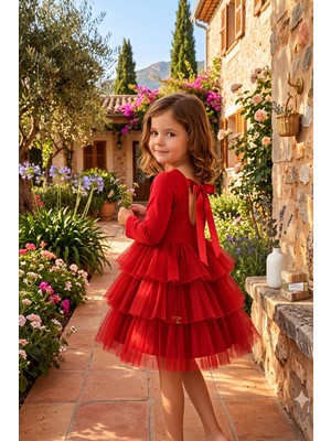 Lina Baby Bloomm Kız Çocuk Bayramlık Tütü Elbise Sırt Kurdale Detaylı Tüllü Prenses Elbise