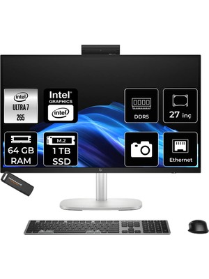 Hp Elitestudio 8 G1I Intel Core Ultra 7 265 64GB 1tb SSD 23.8" Fhd Fdos Touch All In One Bilgisayar & Per4 USB Bellek CS7D3ETPN333