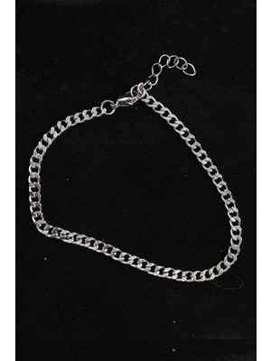 Bazarhane 316L Çelik Ince Klasik Model Gümüş Renk Erkek Bileklik