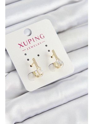 Bazarhane Xuping Zirkon Taşlı I Model Gold Renk Kadın Küpe