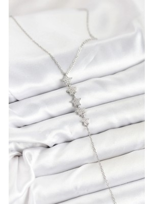 Tiklad 316L Çelik Zincir Gümüş Renk Yıldız Model Y Kolye