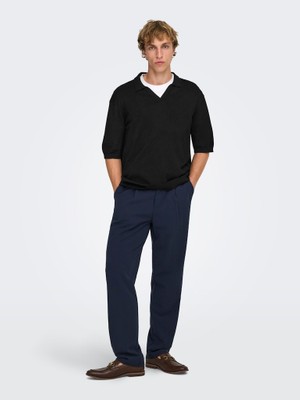 Only & Sons Onswyler Lıfe Rlx 12 Ss Splıt Knıt Noos Erkek Siyah Kazak - 22036158