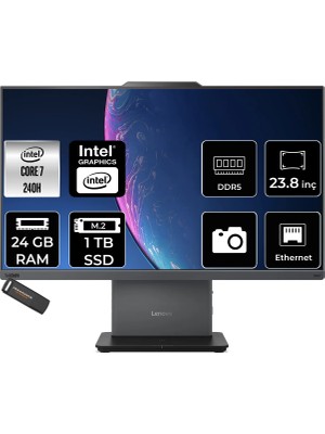 Lenovo Thinkcentre Neo 50A Intel Core 7 240H 24GB 1tb SSD 23.8" Fhd Fdos All In One Bilgisayar & Per4 USB Bellek 12SC004MTRP313