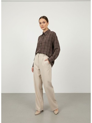 Piove Kareli Düğmeli Gömlek – Brown Grid