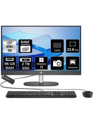 Hp Proone 240 G10 Intel Core Ultra 5 125U 96GB 2tb SSD 23.8" Fhd W11H All In One Bilgisayar & Per4 USB Bellek D1GD0ETPN379
