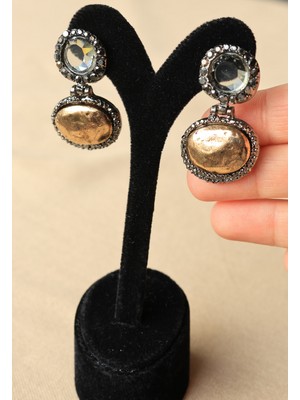 First Jewelry Eskitme Model Zirkon Taşlı Sallantılı Kadın Tasarım Küpe