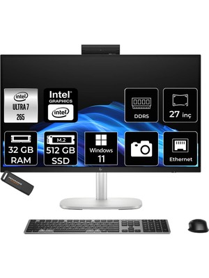 Hp Elitestudio 8 G1I Intel Core Ultra 7 265 32GB 512GB SSD 23.8" Fhd W11H Touch All In One Bilgisayar & Per4 USB Bellek CS7D3ETPN357