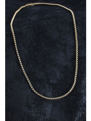 Bazarhane 316L Çelik Örme Zincir Model Gold Renk Erkek Kolye