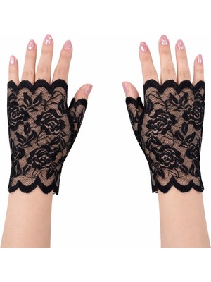 İlk El Grup Ieg™ Siyah Dantel Parmaksız Kısa Eldiven