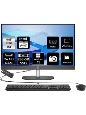 HP Proone 240 G10 Core Ultra 5 125U 24GB RAM 256GB SSD 23.8" FHD Win11 Pro D1GD0ETPN391 All In One Bilgisayar + Per4 USB