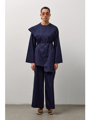 Molene Lacivert Aller Yakalı Pamuklu Takım