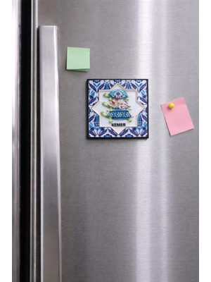 Kemer Kaplumbağa Desenli Çini Magnet – 7x7 cm Turistik Hediyelik Buzdolabı Magneti