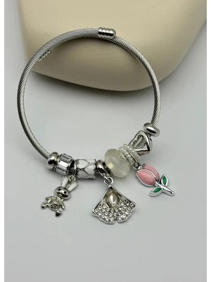 Biju Yılmaz Çelik Silver Pandora Bileklik - 25-BLK298
