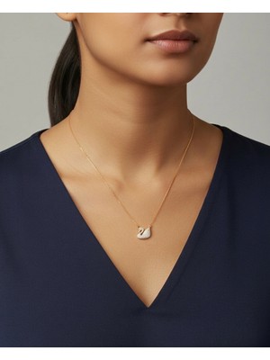 Genel Zirkon Taşlı Zarif Kuğu Çelik Kolye , Taşlı Kadın Kolye, Gold Renk