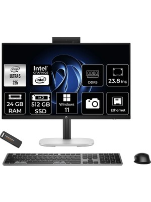 Hp Prostudio 4 G1I Intel Core Ultra 5 235T 24GB 512GB SSD 23.8" Fhd W11H Touch All In One Bilgisayar & Per4 USB Bellek BY7E9ETPN352