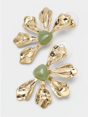 Parfois Yarı Değerli Taş Çiçek Motifli Küpe