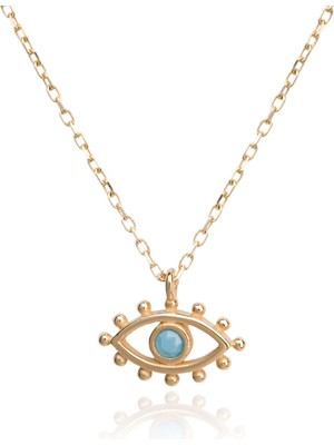 Berk Mücevherat 14 Ayar Altın Firuze Taşlı Göz Kolye