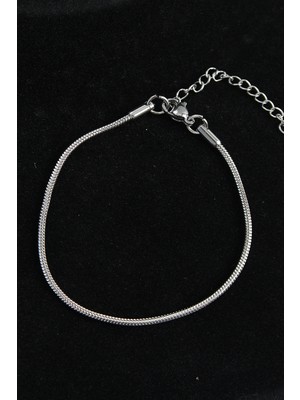 Bazarhane 316L Çelik Oval Italyan Model Gümüş Renk Erkek Bileklik