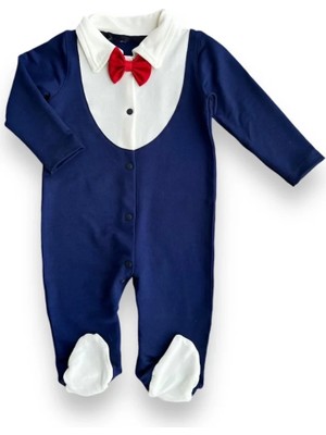 DMR Elegance 0-3 3-6 6-9 Ay Smokin Papyonlu Erkek Bebek Tulumu Lacivert