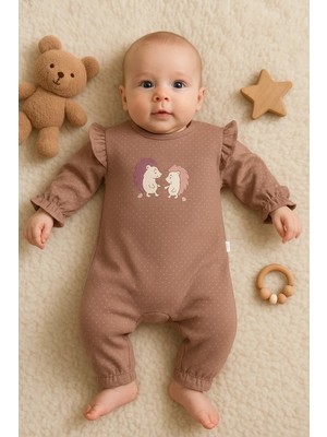 DMR Elegance Kirpi Nakışlı % 100 Pamuk Kız Bebek Tulum