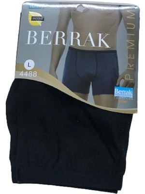 Berrak 5'li Paket 4488 Ince Lastikli Modal Erkek Siyah Boxer Short-Siyah-S
