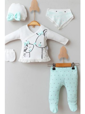 DMR Elegance Little Mause Desenli % 100 Pamuk 5'li Kız Bebek Hastane Çıkış Seti