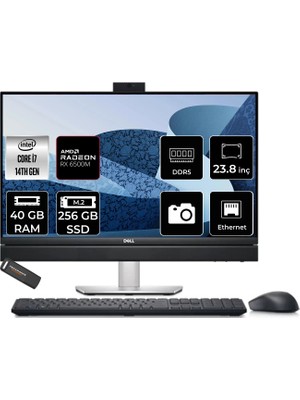 Dell Optiplex 7420 Plus i7 14700 All In One Bilgisayar 40GB RAM 256GB SSD 23.8" FHD FreeDOS + Per4 USB N005O7420AIOP321