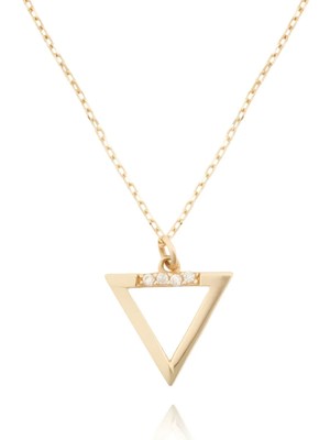 Berk Mücevherat 14 Ayar Altın Taşlı Üçgen Kolye