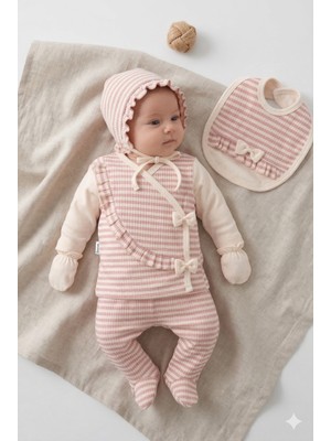 Zeynuko Kız Bebek Raporlu Fiyonklu Fistolu %100 Pamuk  0-3 Yenidoğan Hastane Çıkışı Zıbın Seti Kutulu
