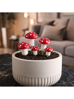 Genel Saksı Süsü Yapay Mantar Dekoru 5’li Set (3 Büyük 2 Küçük)