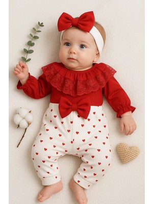 DMR Elegance Dantel Yaka Kız Bebek Tulumu % 100 Pamuk